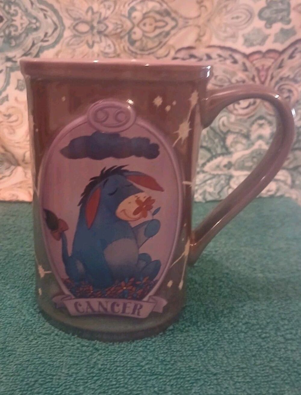 Disney Store Eeyore Astrology Zodiac Sign Cancer Ceramic Coffee Mug Purple